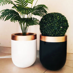 Gold Strip U-Shaped Fibre Pot -Height 15 inch