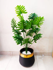 Artificial Palm Plant with Gold Strip Pot | Height 4 Feet