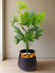 Artificial Palm Plant with Gold Strip Pot | Height 4 Feet