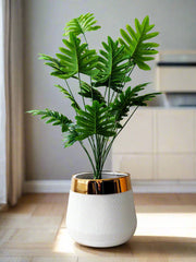 Artificial Palm Plant with Gold Strip Pot | Height 4 Feet