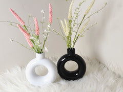 Donut Vase with Flowers – 15 Inches Tall Ceramic Pot