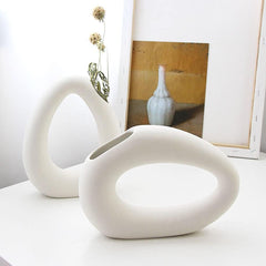 Ring Vase Set – Pack of 2 Ceramic Vases (8 & 10 Inch)