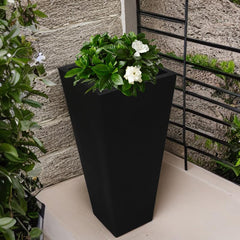 Tapered Square Fibre Long Pot - 24 Inch (White, Black, Grey)