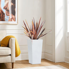 Tapered Square Fibre Long Pot - 24 Inch (White, Black, Grey)