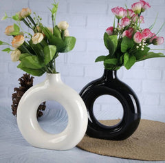 Ceramic Donut Vase - 7 Inch Height