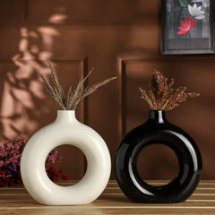 Ceramic Donut Vase - 7 Inch Height