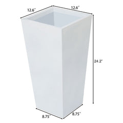 Tapered Square Fibre Long Pot - 24 Inch (White, Black, Grey)
