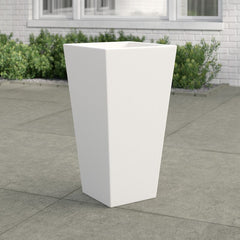 Tapered Square Fibre Long Pot - 24 Inch (White, Black, Grey)