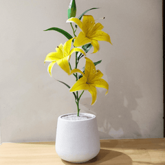 Artificial Lilly Bunch Plant with Fiber Pot | 22-Inches Tall