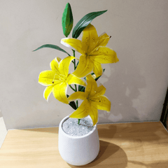 Artificial Lilly Bunch Plant with Fiber Pot | 22-Inches Tall