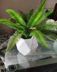 Artificial Fern Plant With Diamond Shape Ceramic Pot