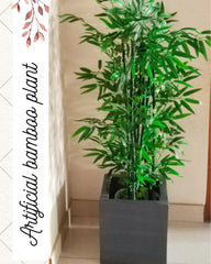 Artificial Bamboo Plant with Exclusive Fiberglass Cube Planter | 4.5-Feet