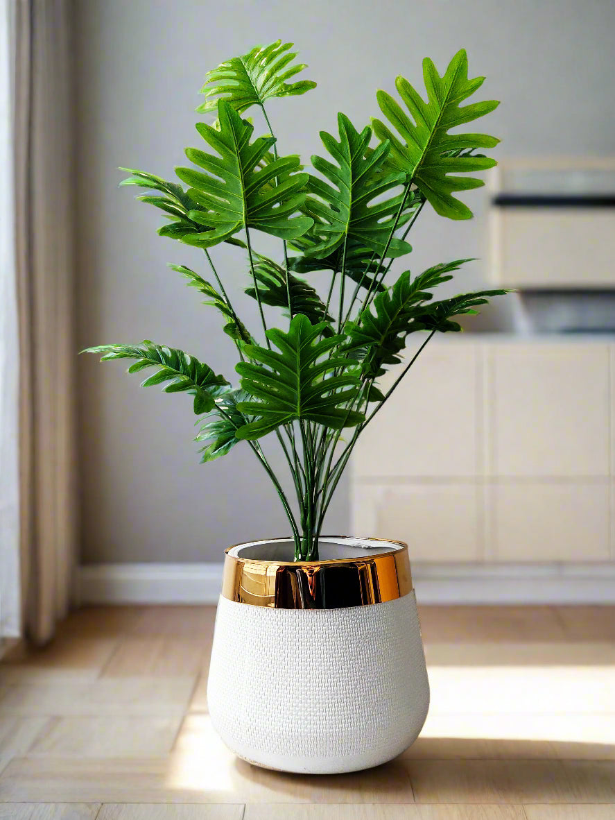 Artificial Palm Plant with Gold Strip Pot | Height 4 Feet