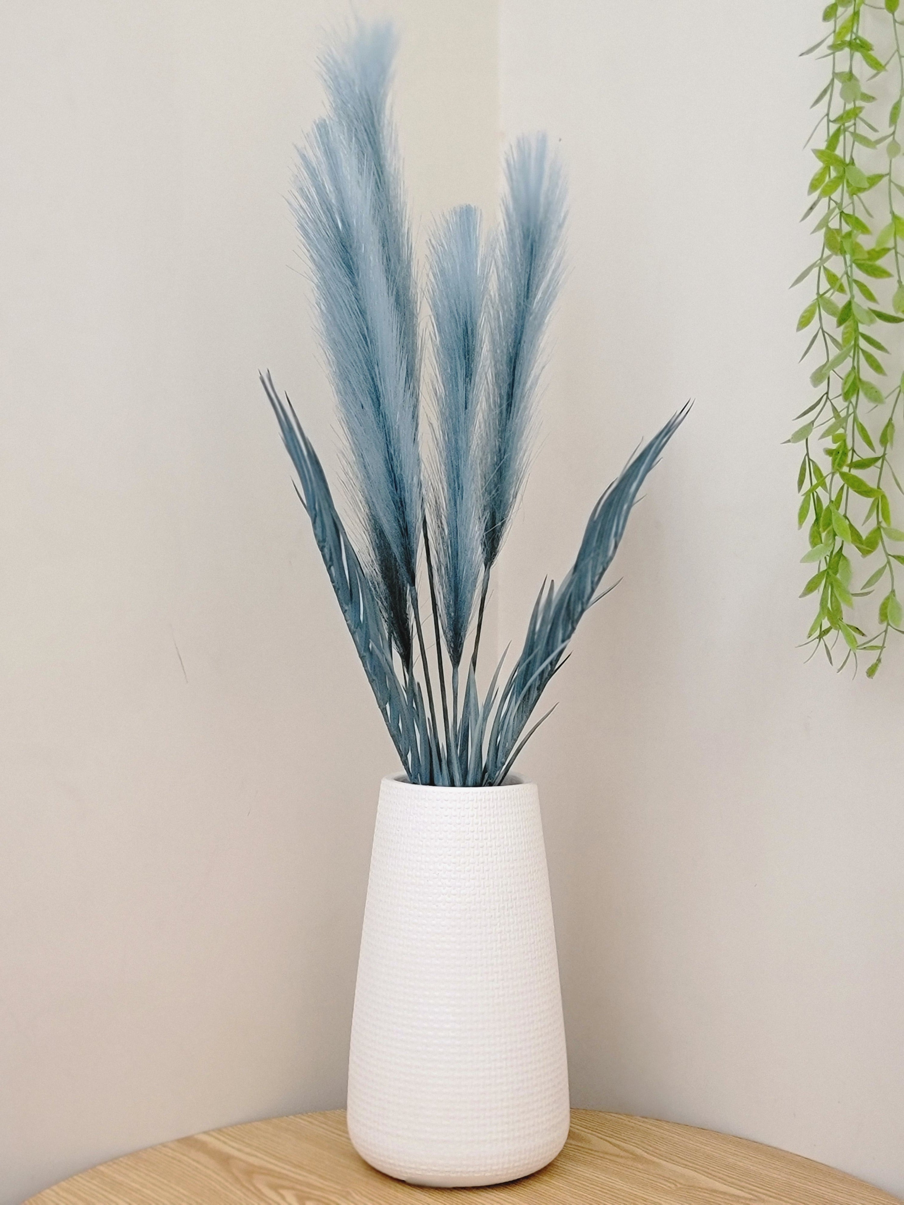 Artificial Large Pampas Bunch with Gypsum Pot | 24-Inches Tall