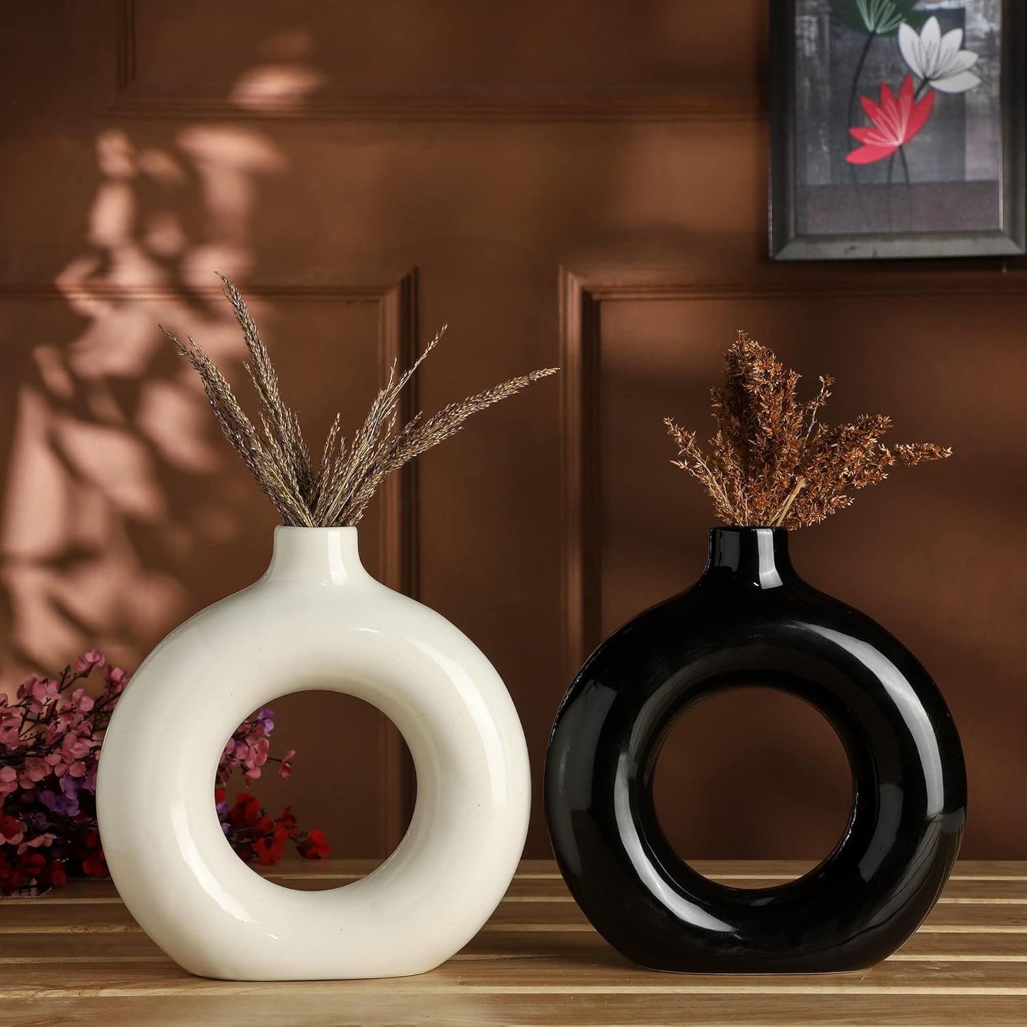 Ceramic Donut Vase - 7 Inch Height