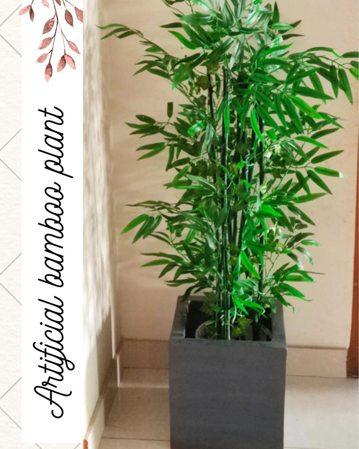 Artificial Bamboo Plant with Exclusive Fiberglass Cube Planter | 4.5-Feet